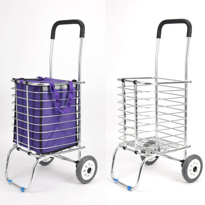 qualidade  German Foldable Wholesale Supermarket Foldable Metal Trolley 4 Wheels Trolley 35L Shopping Bag fábrica