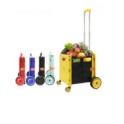 qualidade  Market Shopping Cart Lightweight Folding Plastic Portable Grocery Cart Trailer Hand Cart fábrica