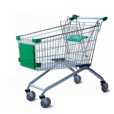 Carro europeu do trole das compras na mercearia do fio de metal do supermercado do estilo com 4 rodas