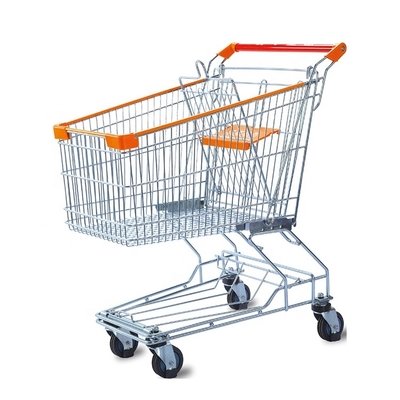 Trole por atacado do carro do supermercado das compras na mercearia da cesta de fio