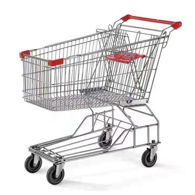 Shopping Cart Supermarket Shopping Trolley Trolley Environmental Friendly Metallic Surface With Customized Logo